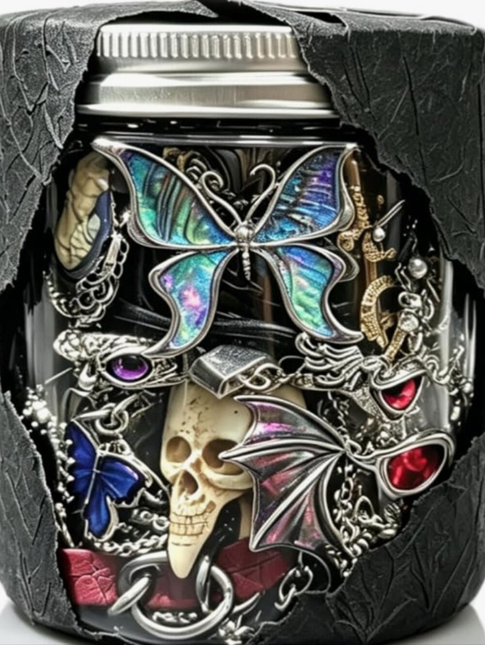 Witchy Gothic Fairycore Mystery Jewelry Jar, Unique Gift for Women